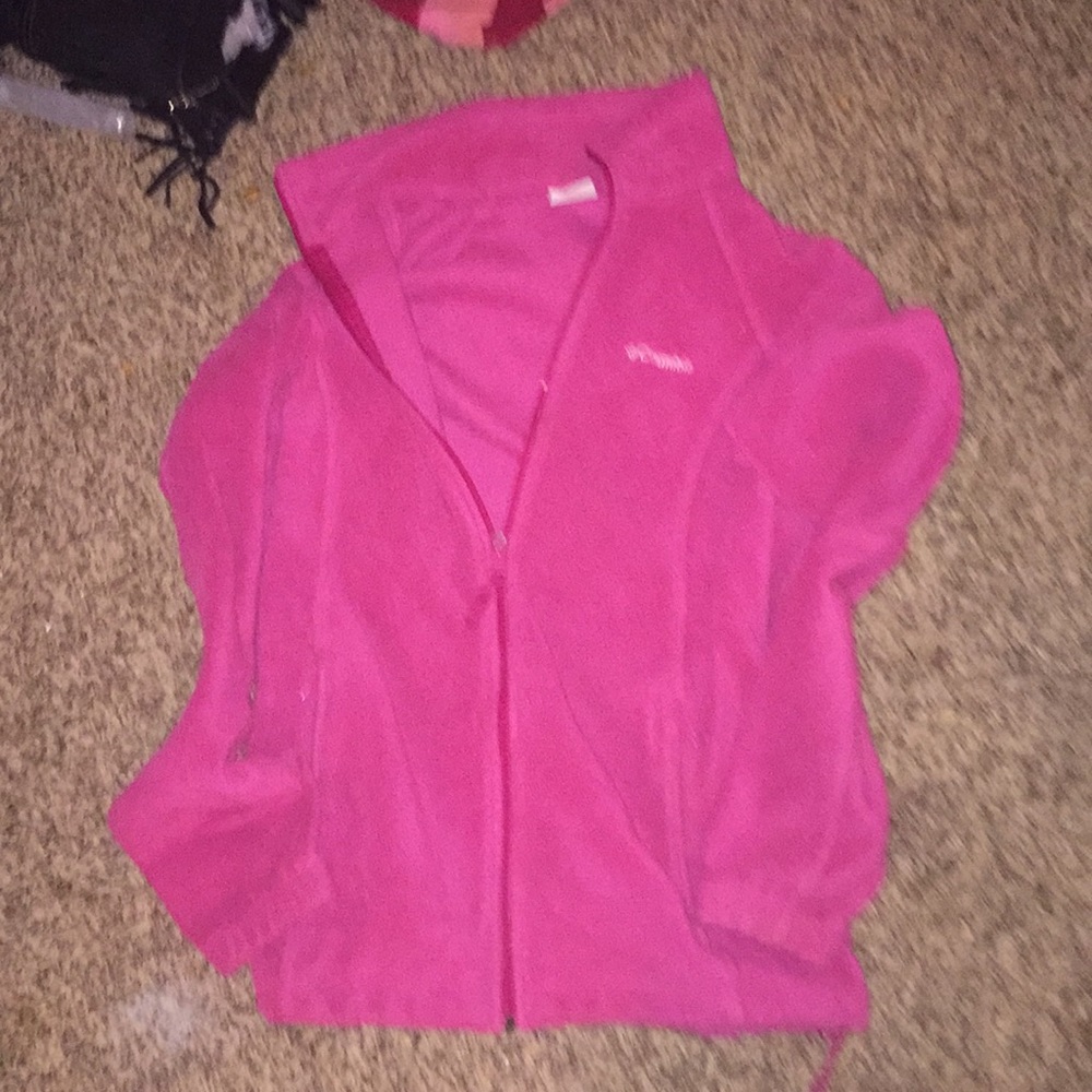 Columbia bright pink fuzzy fleece jacket